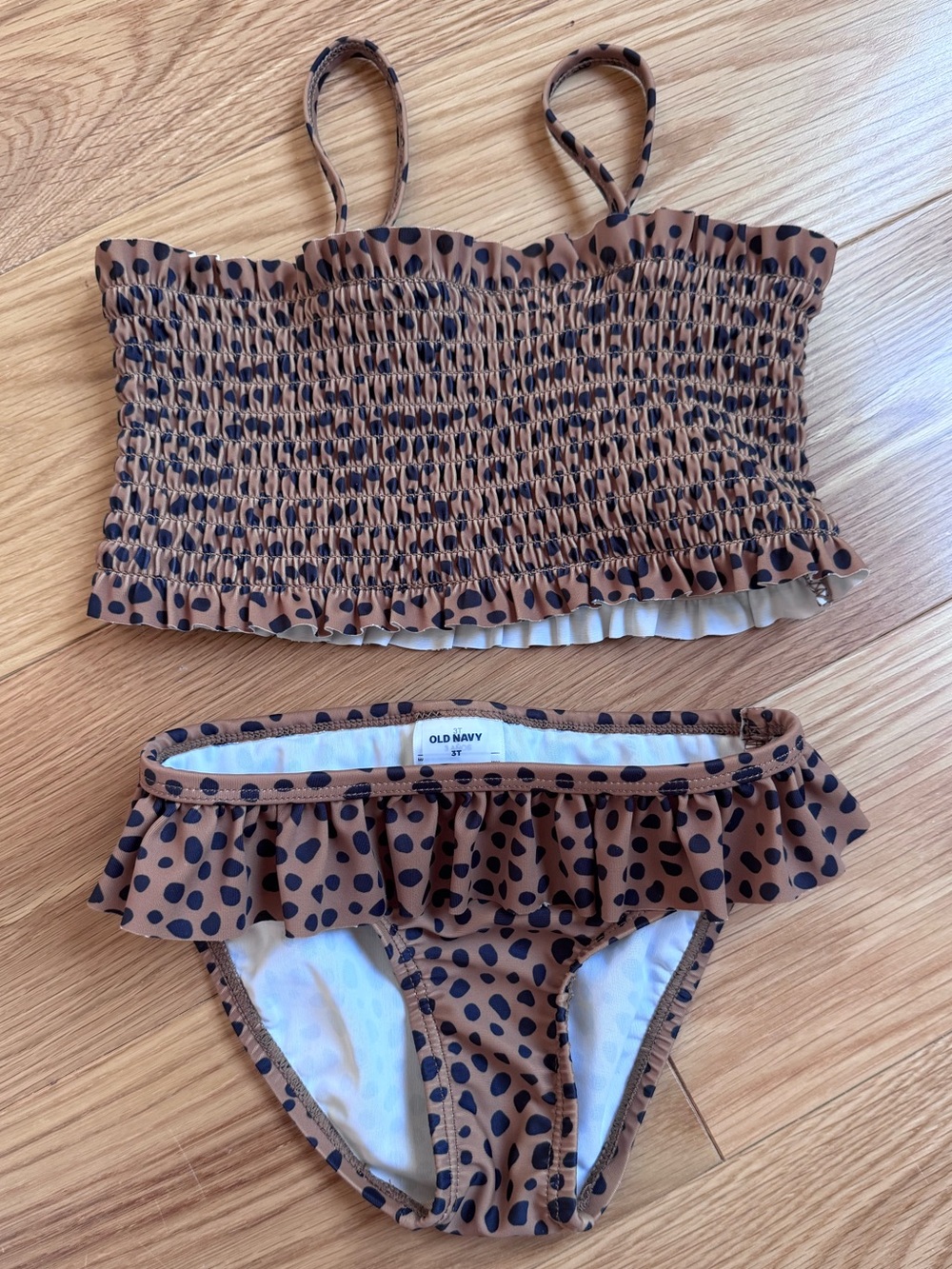 Girls brown and black spotted bikini swimsuit